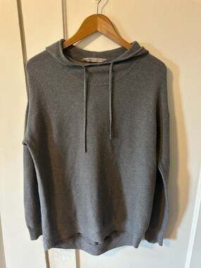 Athleta Women's Ribbed Knit Hoodie Gray Size Medium
